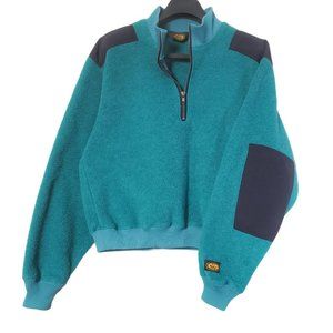 Vtg 80s Woolrich Teal Polartec Fleece 1/4 Zip Sz M